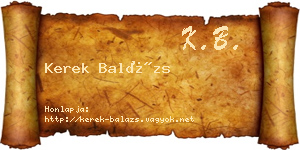 Kerek Balázs névjegykártya